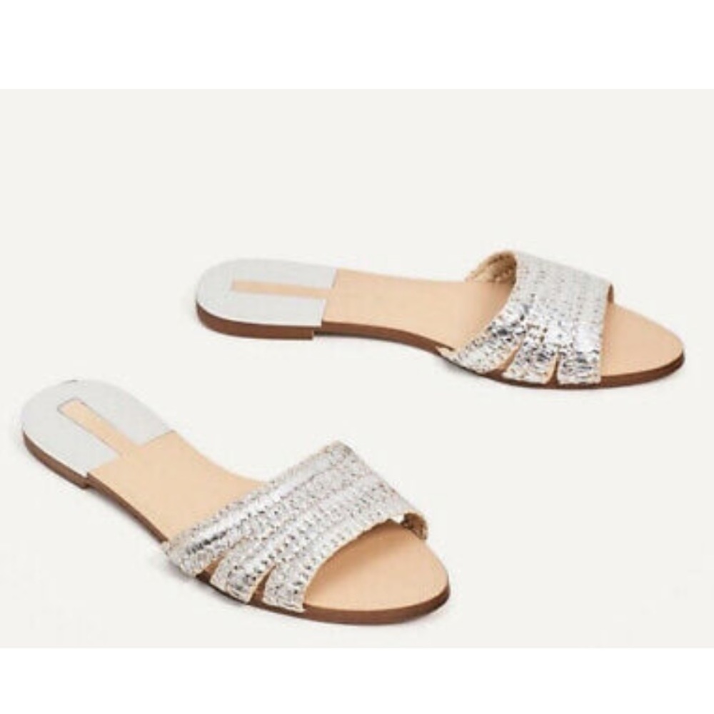 Zara Silver and Tan Women Sandals